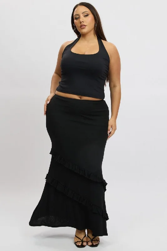 Black Frill Maxi Skirt