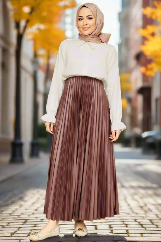 Pleated Metallic Maxi Skirt-CLEARANCE