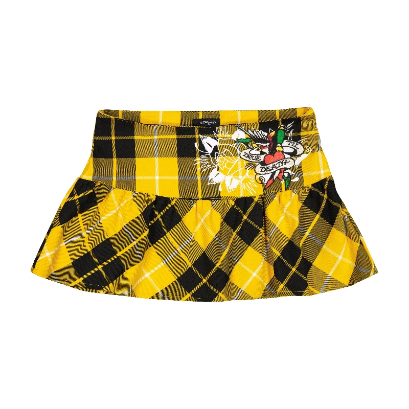 True Eagle Plaid Flare Miniskirt