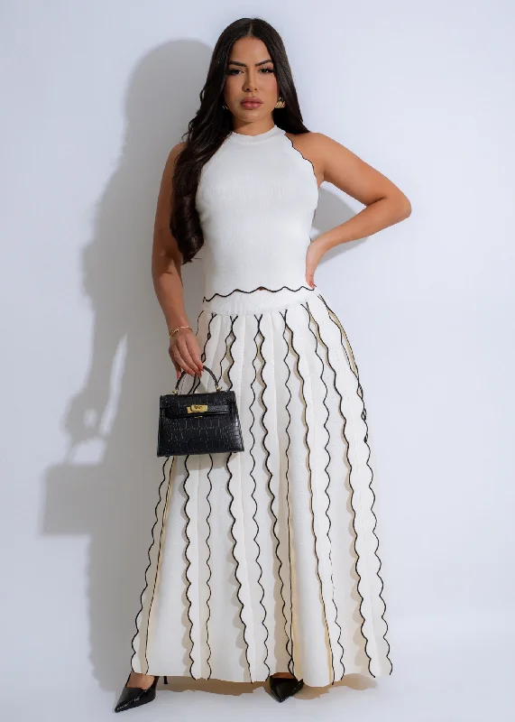 Wavelength Knit Skirt Set White