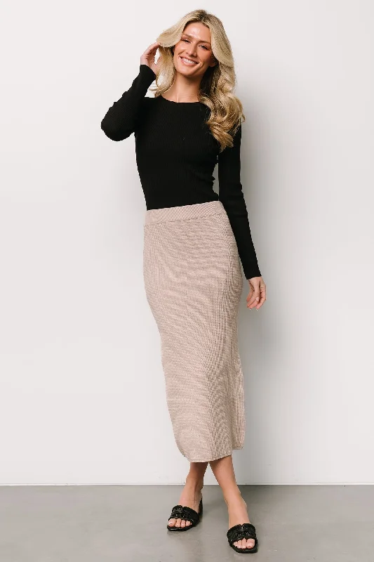 Carey Waffle Midi Skirt | Taupe