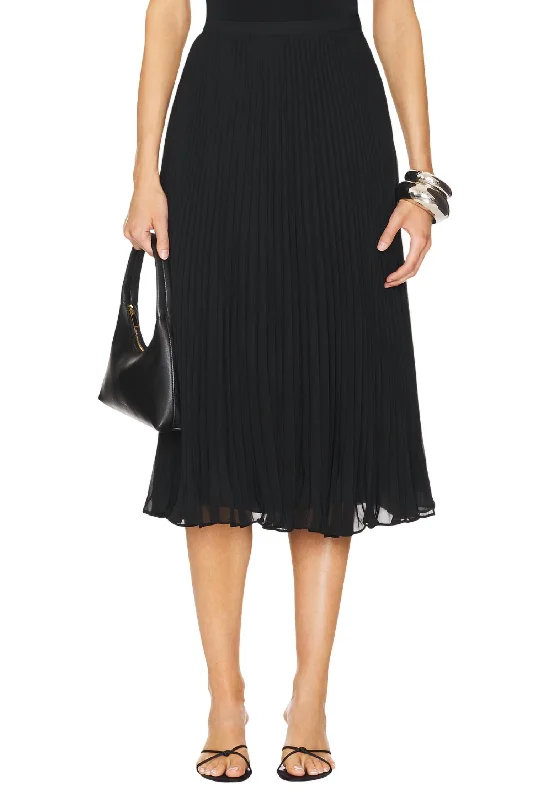 Fernanda Pleated Midi Skirt In Black