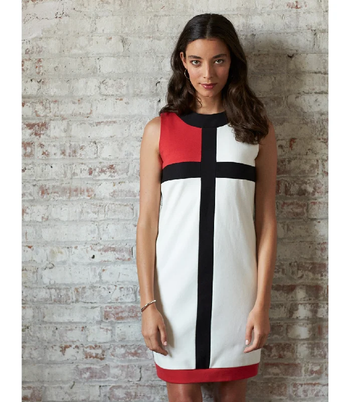 Cotton Pique Color Block Dress