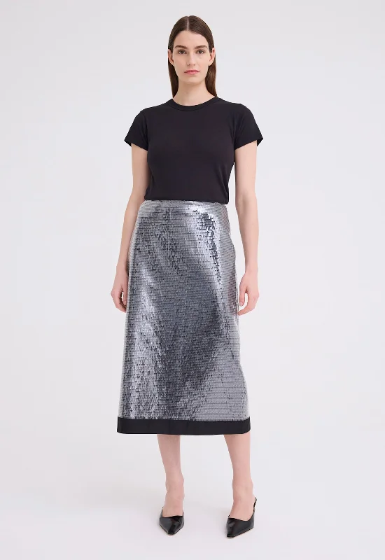 Beam Sequin Midi Skirt - Black