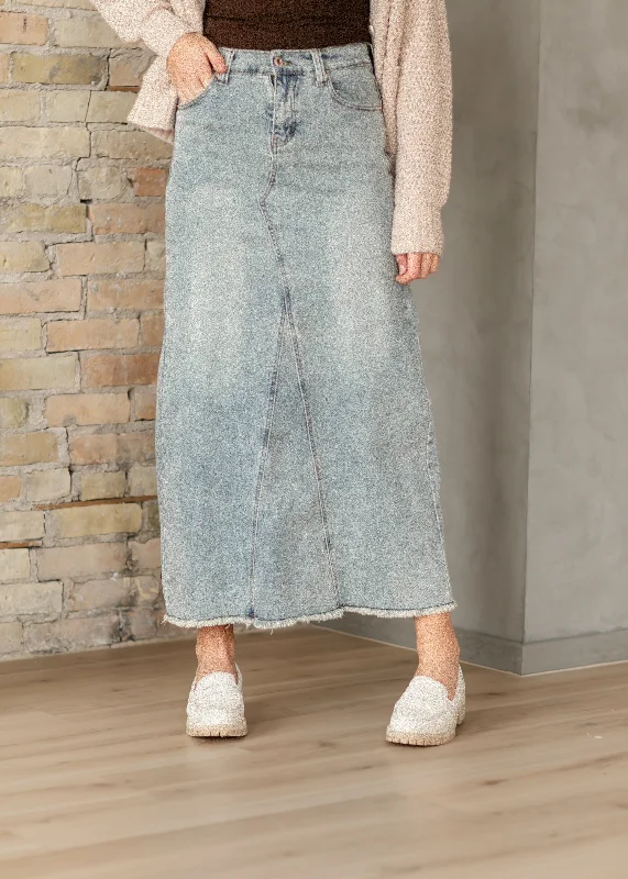 Piper A-line Long Denim Maxi Skirt