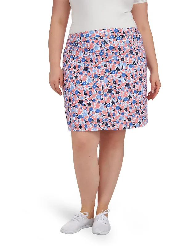 Plus Womens Above Knee Floral Print Skort