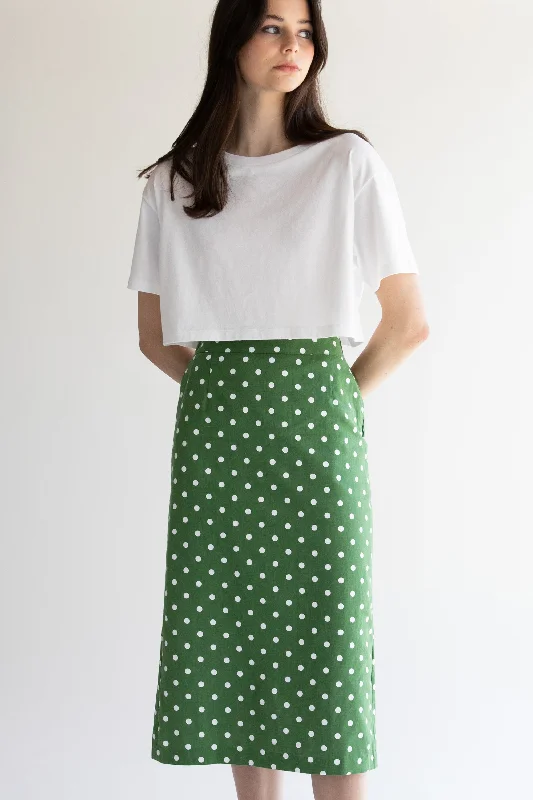 POLKA DOT COTTON LINEN SKIRT