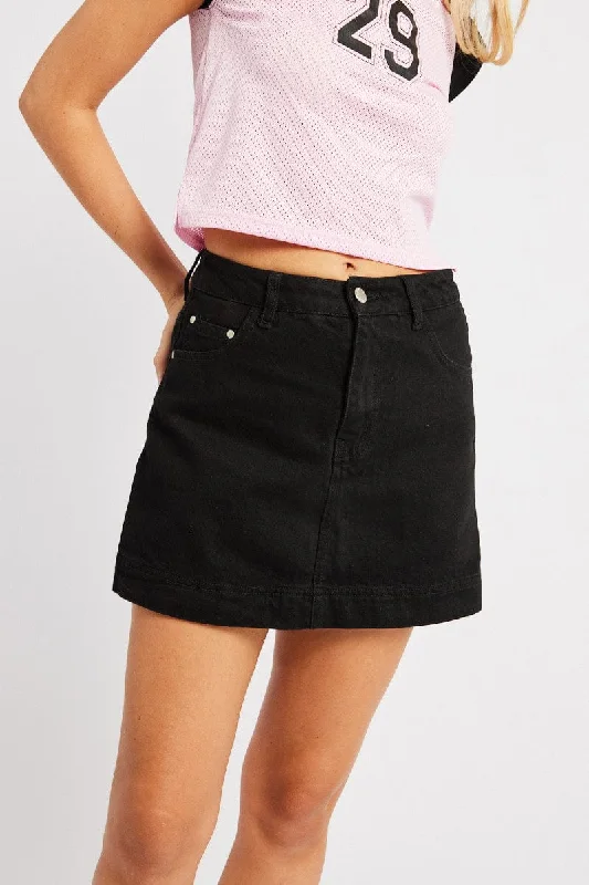 Black Skort Skirt High Rise