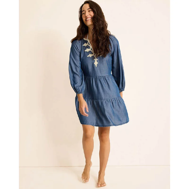 Tommy Bahama Womens Chambray Embroidered Dress Coverup - Chambray*