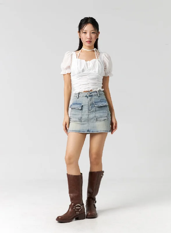 Pocket Denim Mini Skirt CG303