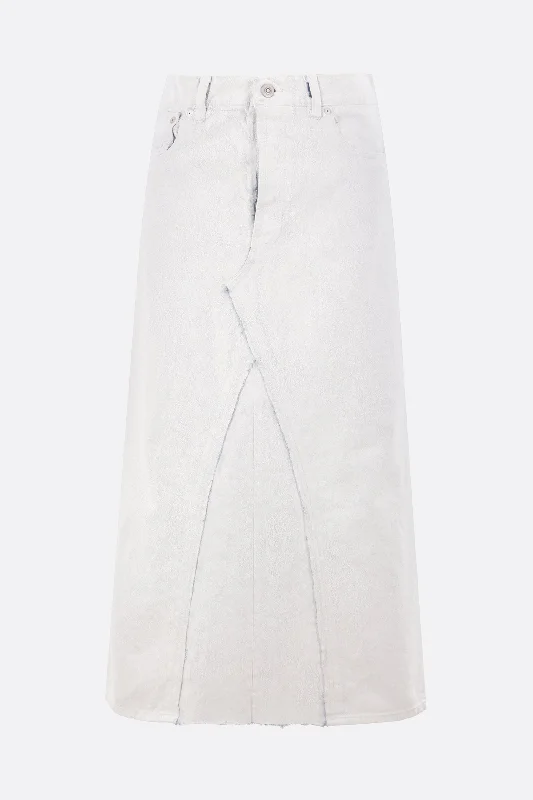 Bianchetto-treated denim long skirt