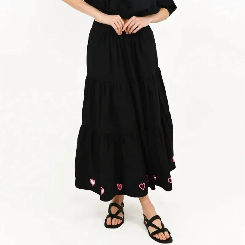 Gabrielle Maxi Skirt Hearts In Black