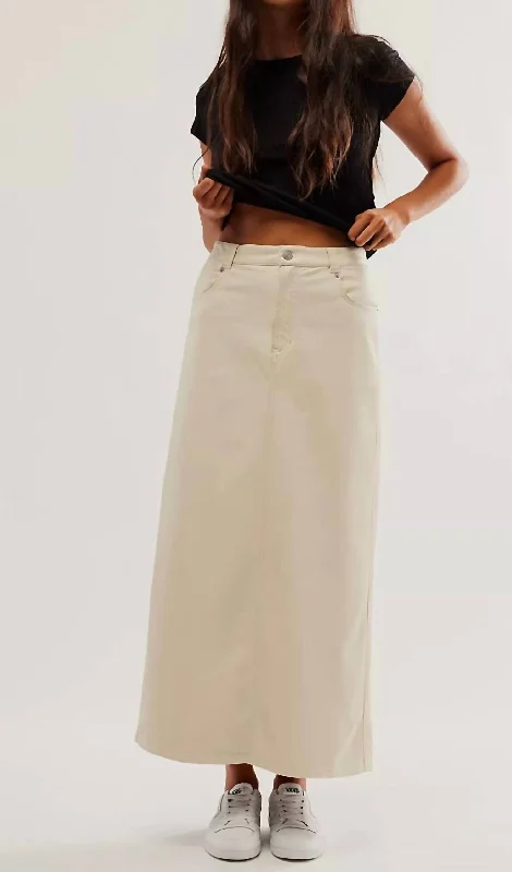 City Slicker Vegan Maxi Skirt In Cream