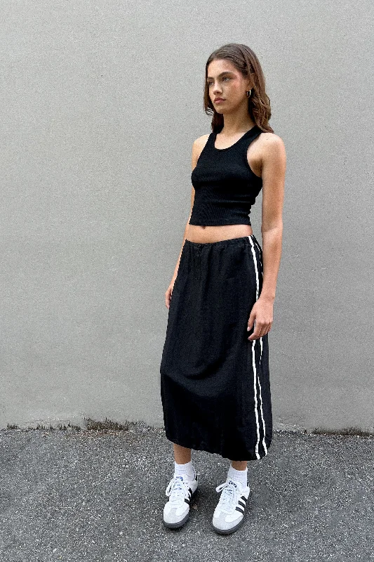 MIDI SKIRT WITH SIDE PIPING