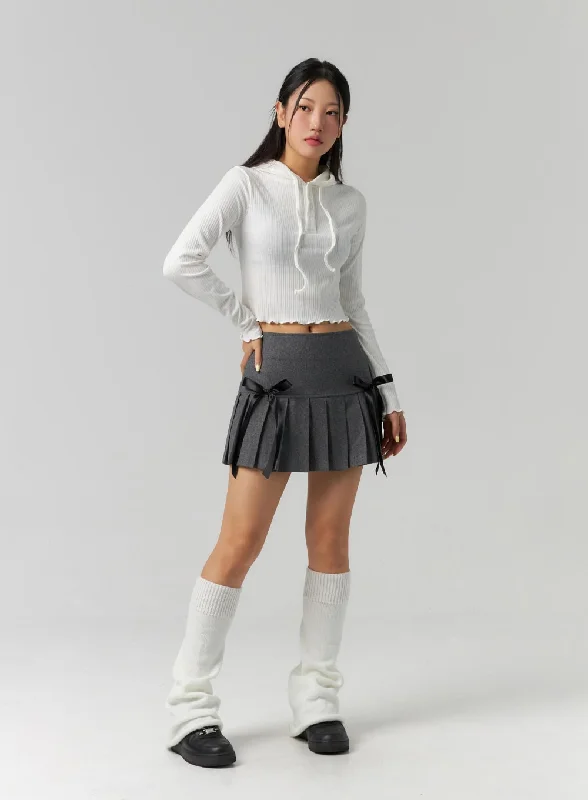 Ribbon Pleated Mini Skirt CS320