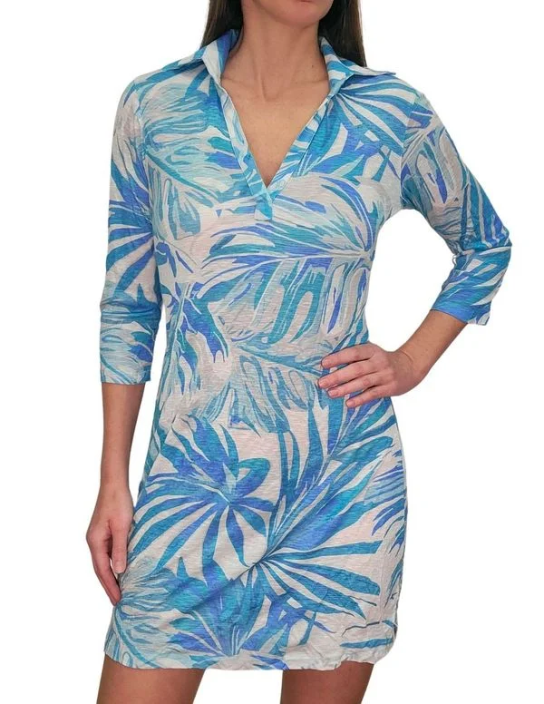 David Cline 3/4 Sleeve Polo Dress - Wave