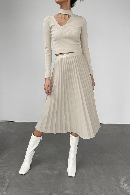 PLEATED MIDI SKIRT